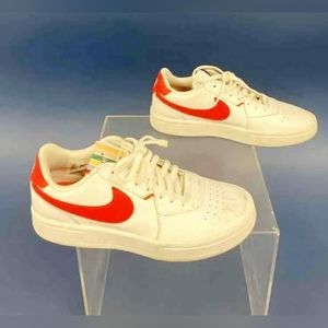 Nike White Bright Red Air Force 1 Low Top Sneakers Tennis Shoes Women Size 6